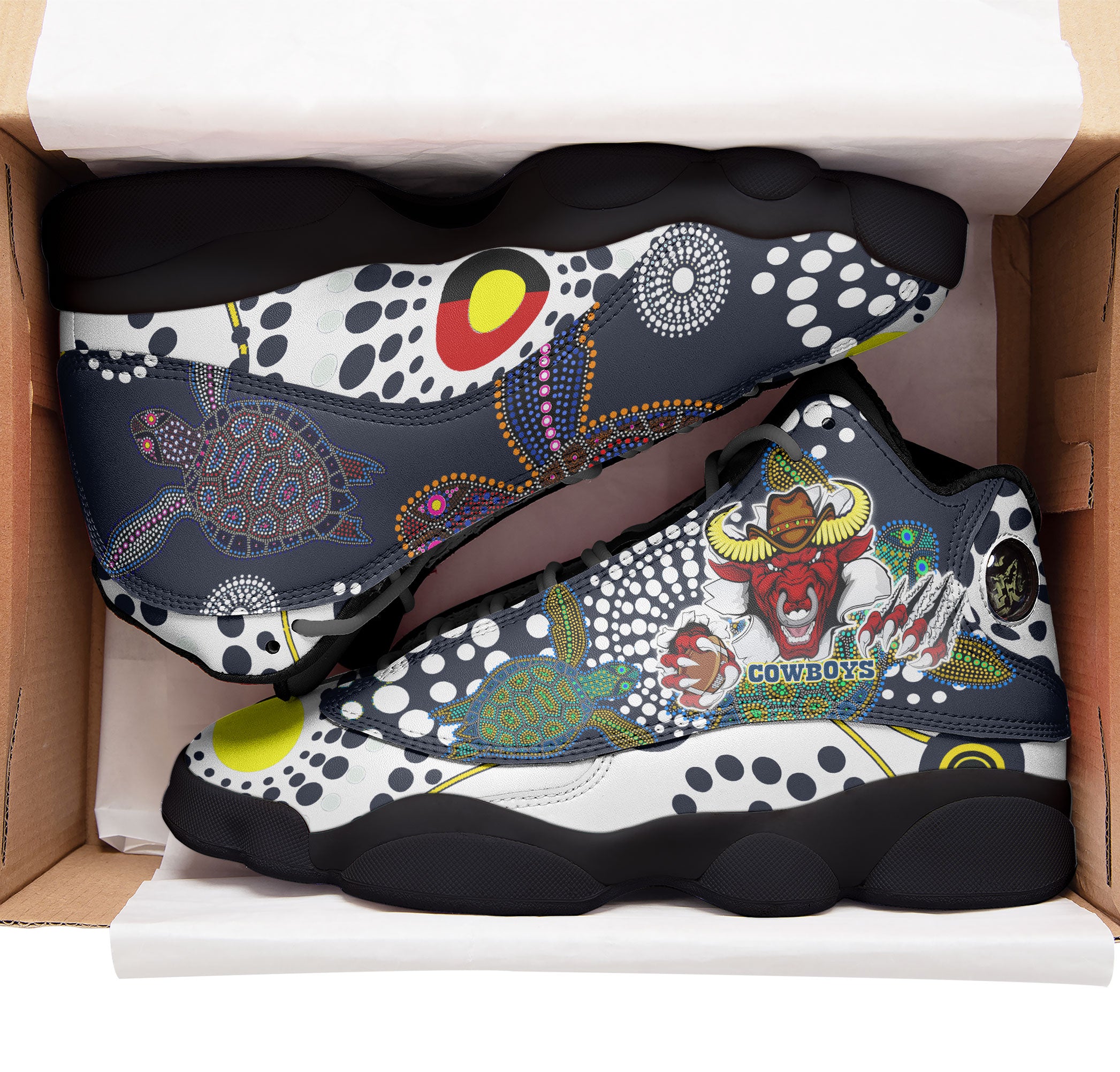cowboys-rugby-high-top-basketball-shoes-j13-custom-indigenous-queensland-super-cows-with-sea-turtle-scratch-style-sneakers-j13