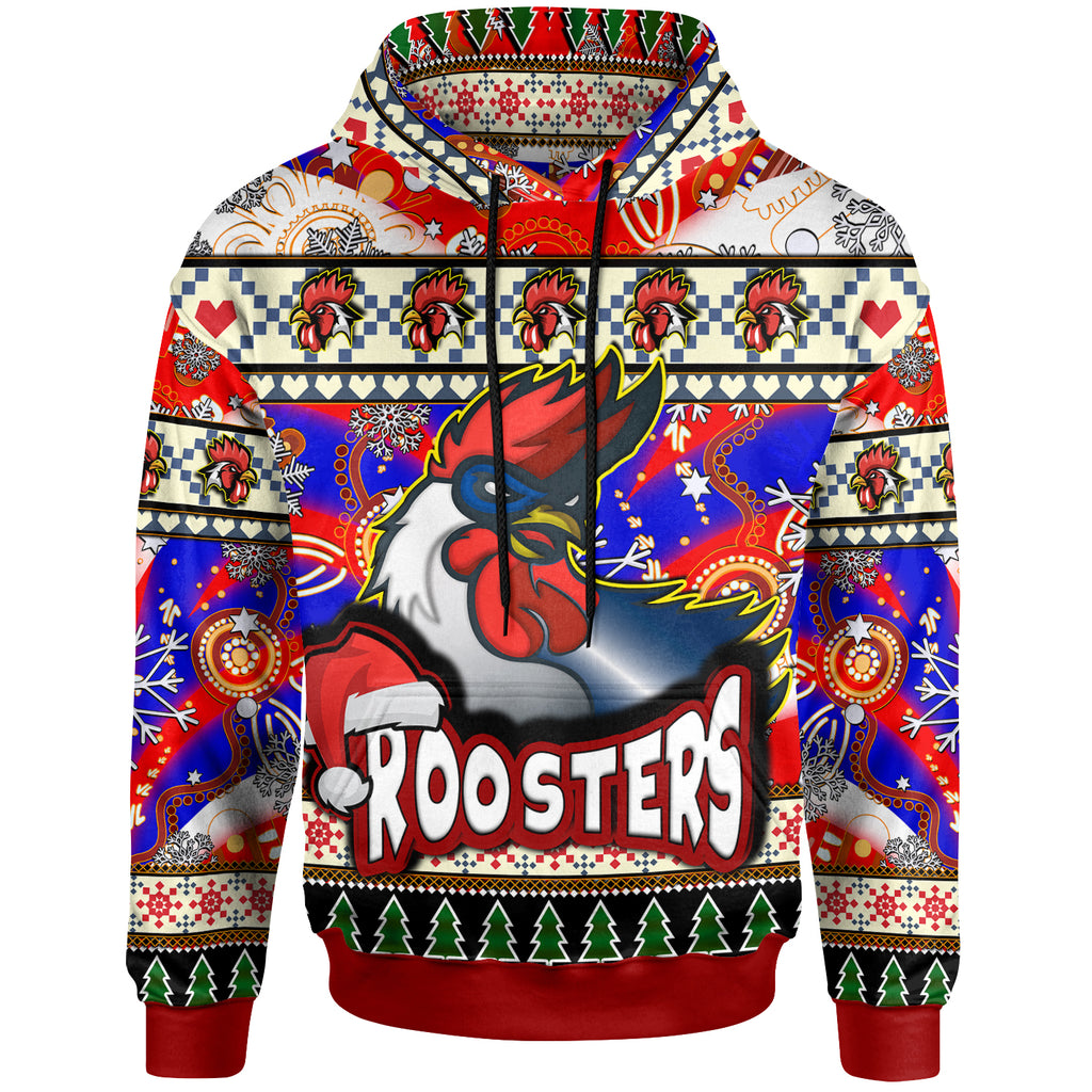 roosters-rugby-christmas-hoodie-custom-xmas-roosters-christmas-balls-snowflake-with-aboriginal-patterns-hoodie