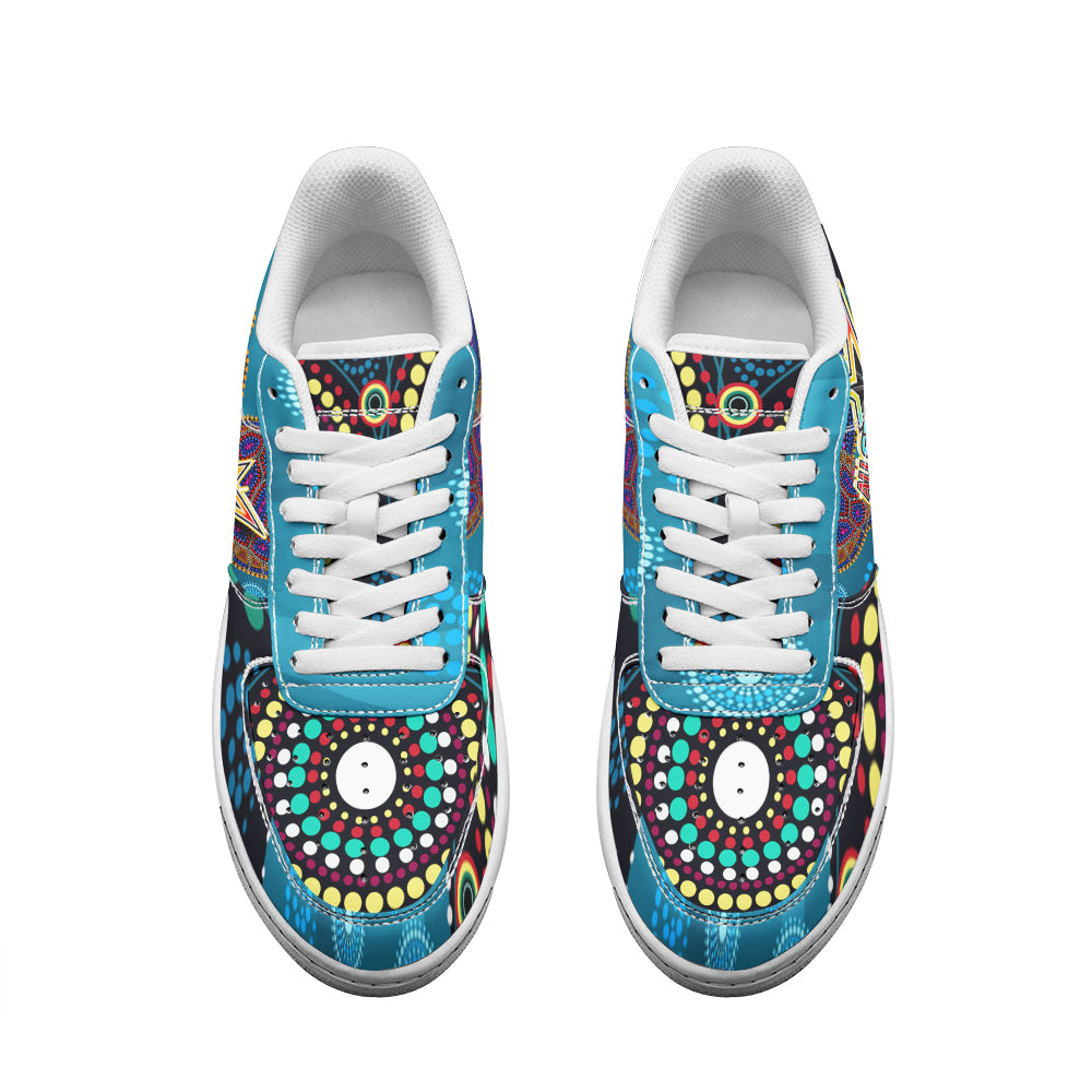 indigenous-all-stars-rugby-low-top-sneakers-f1-dreamtime-turtle-with-aboriginal-dot-painting-art-low-top-sneakers