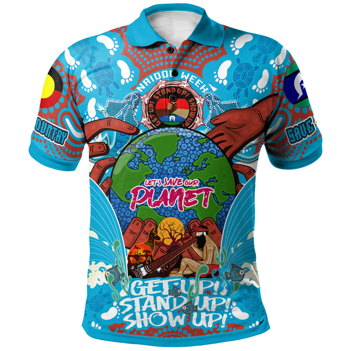 australia-naidoc-week-2023-custom-polo-shirt-lets-save-our-planet-indigenous-culture-culture-polo-shirt