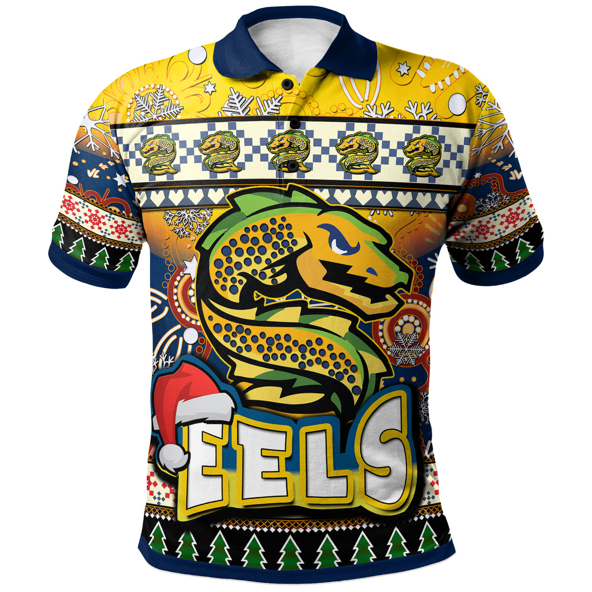 eels-rugby-christmas-polo-shirt-custom-xmas-eels-christmas-balls-snowflake-with-aboriginal-patterns-polo-shirt