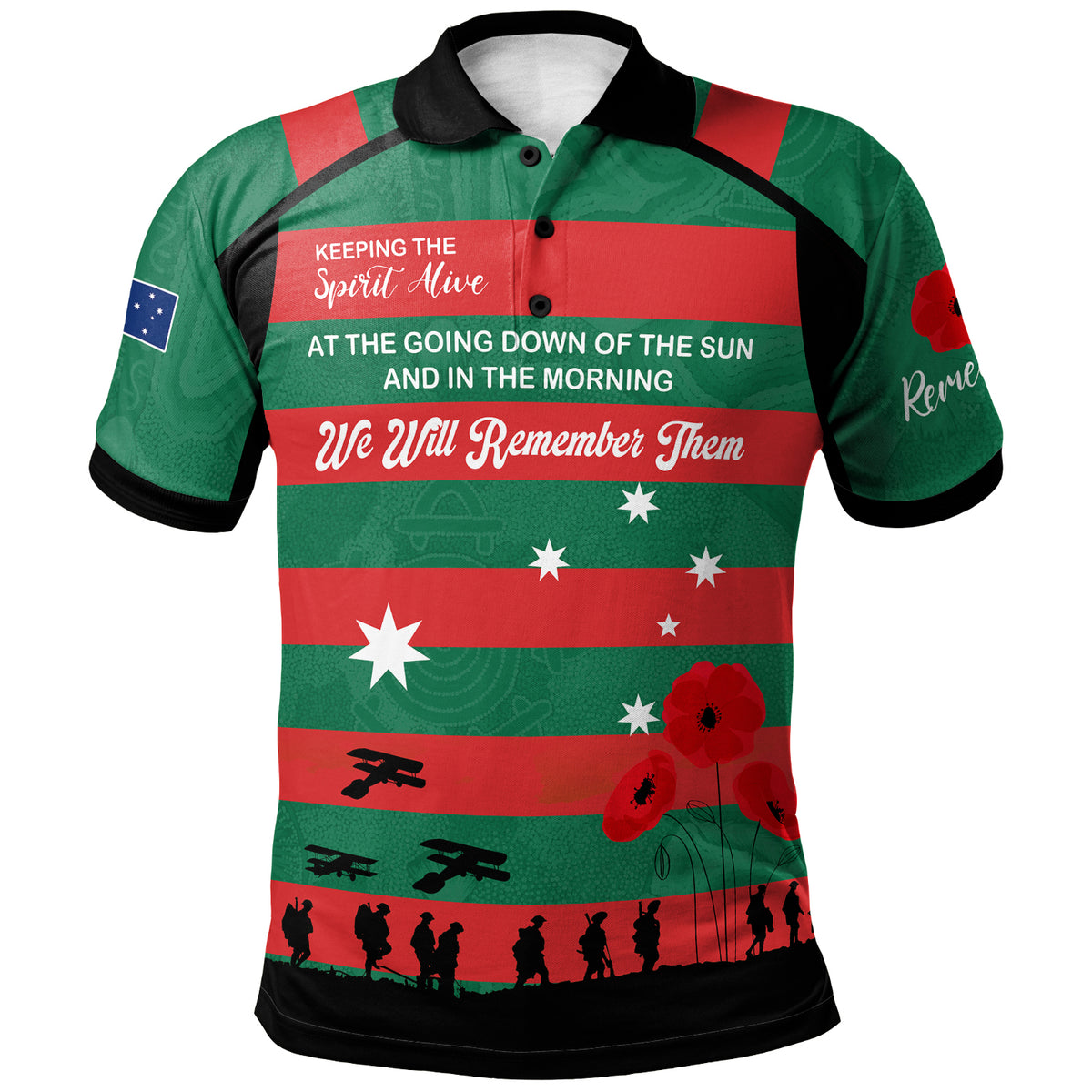 australia-south-sydney-anzac-custom-polo-shirt-keeping-the-spirit-alive-polo-shirt