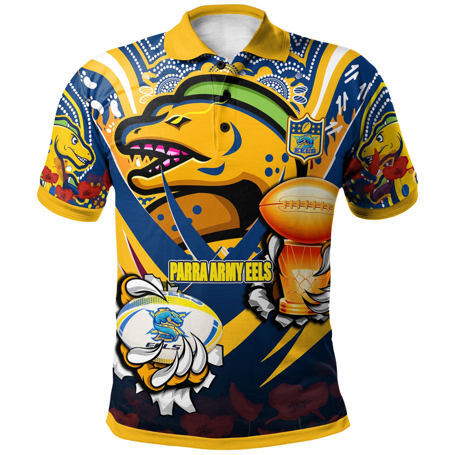 eels-premierships-rugby-polo-shirt-custom-go-para-army-eels-champion-claw-scratch-aboriginal-culture-polo-shirt