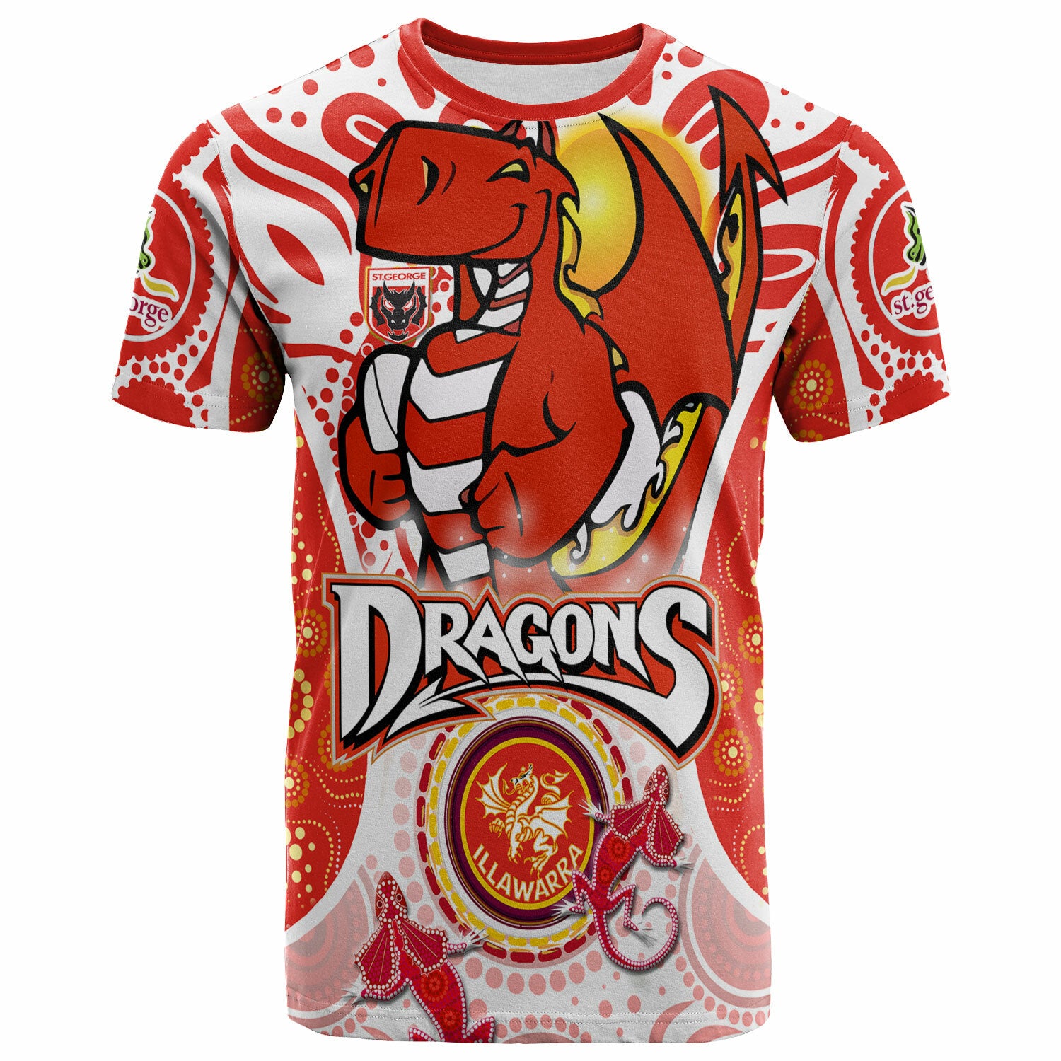 st-george-rugby-t-shirt-custom-st-george-illawarra-dragons-mascot-with-aboriginal-art-personalised-player-and-number-t-shirt