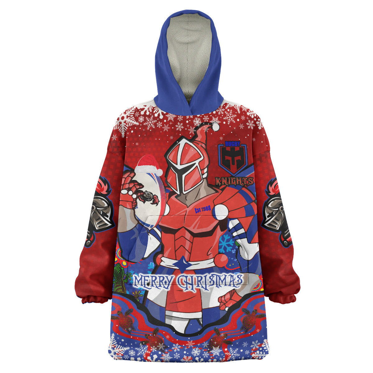 knights-rugby-christmas-snug-hoodie-custom-merry-christmas-newcastle-knights-indigenous-wearable-blanket-hoodie