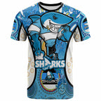 sharks-rugby-t-shirt-custom-sharkies-mascot-with-aboriginal-art-personalised-player-and-number-t-shirt