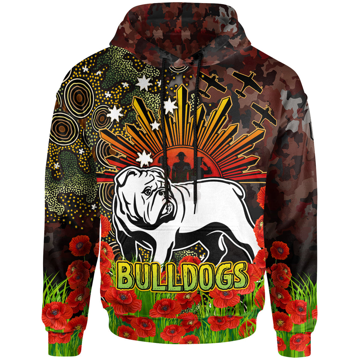 bulldogs-rugby-hoodie-anzac-bulldogs-with-remembrance-poppy-and-indigenous-patterns-hoodie