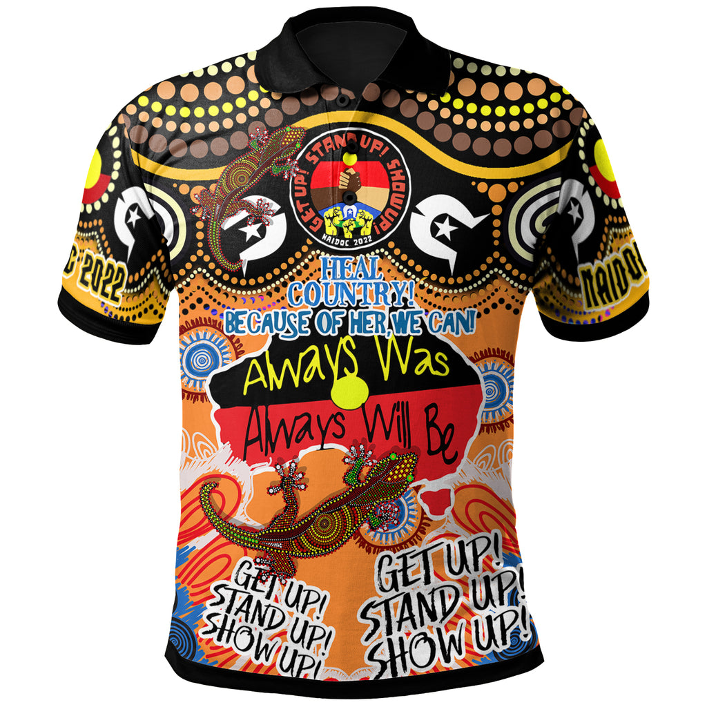 australia-naidoc-week-2023-custom-polo-shirt-naidoc-week-2023-timeline-with-dot-art-painting-and-aussie-gecko