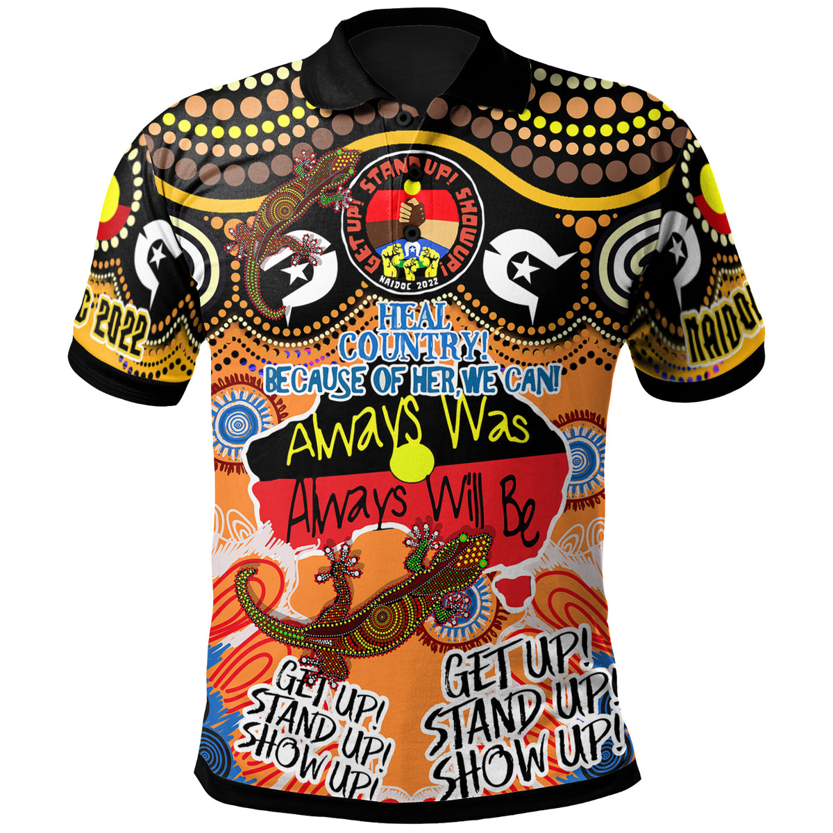australia-naidoc-week-2023-custom-polo-shirt-naidoc-week-2023-timeline-with-dot-art-painting-and-aussie-gecko