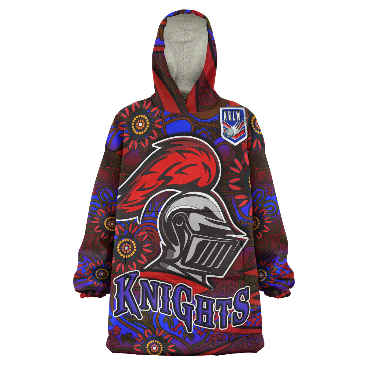 nrlw-knights-rugby-snug-hoodie-custom-knights-womens-rugby-league-aboriginal-style-player-and-number-woman-oodie-blanket