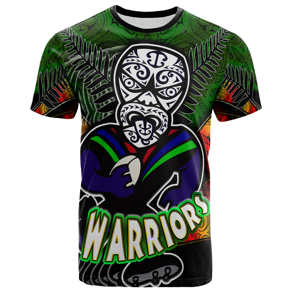 warriors-rugby-t-shirt-custom-warrios-maori-mask-rugby-player-maori-style-ethnic-ornament-pattern-player-and-number-t-shirt
