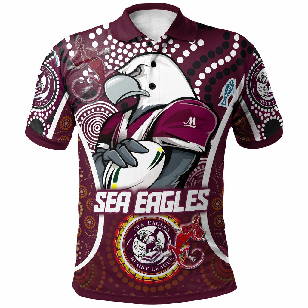 sea-eagles-rugby-polo-shirt-custom-manly-sea-eagles-mascot-with-aboriginal-art-personalised-player-and-number-polo-shirt