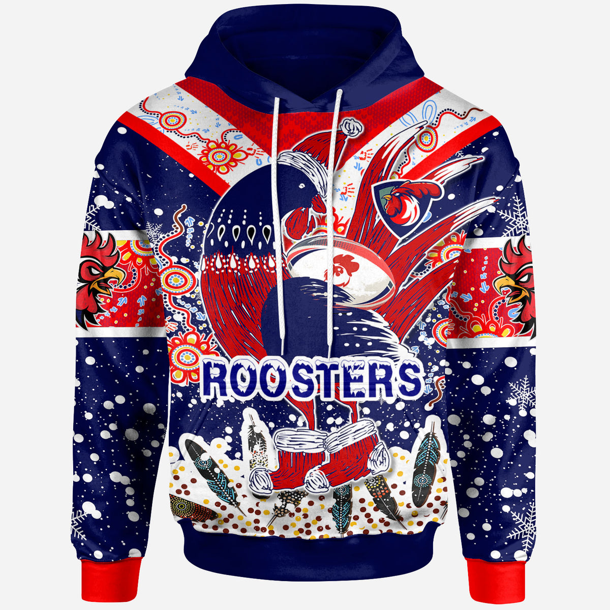 roosters-rugby-christmas-hoodie-custom-merry-christmas-sydney-roosters-indigenous-hoodie