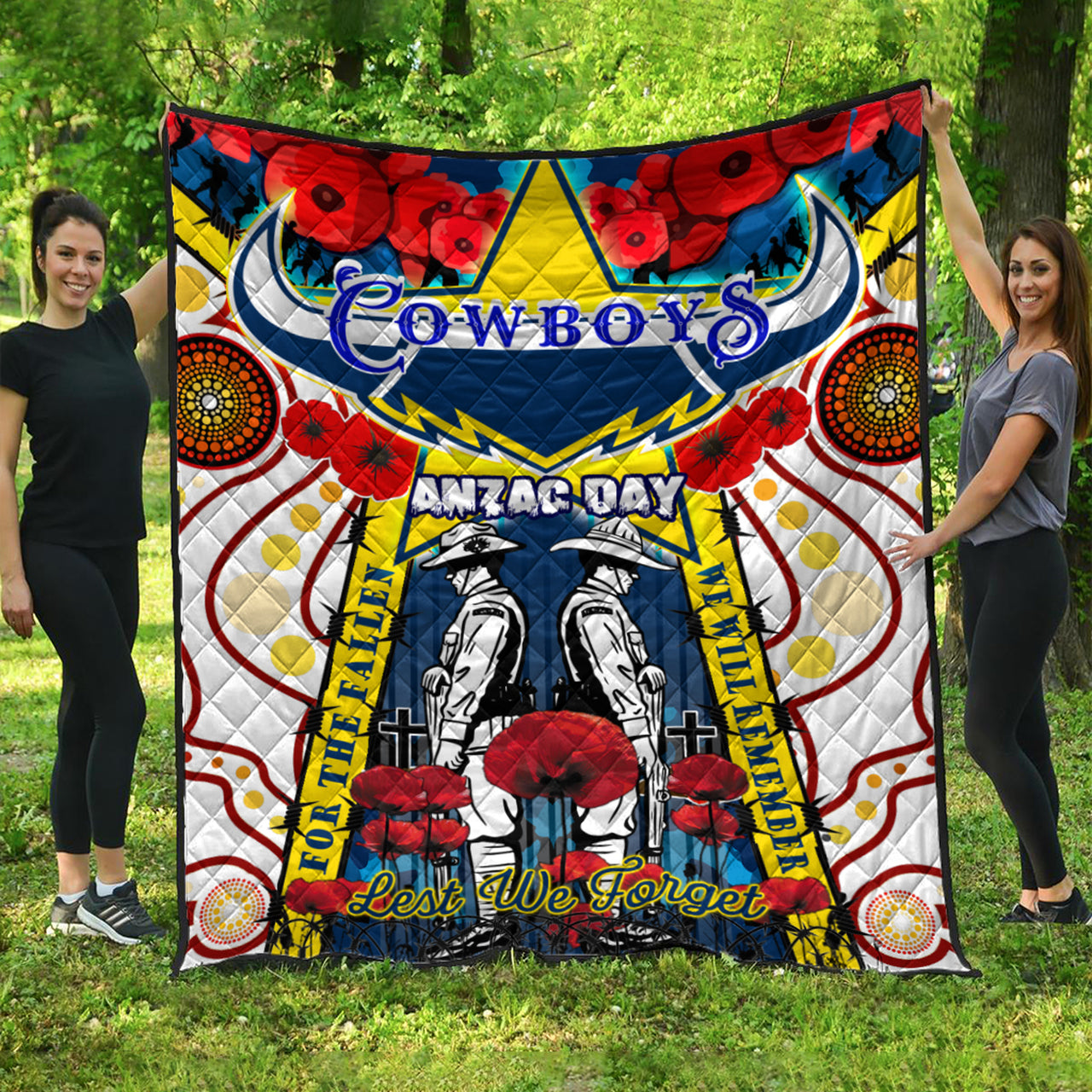 cowboys-anzac-day-watercolour-rugby-quilt-custom-remembrance-cowboys-with-poppy-flower