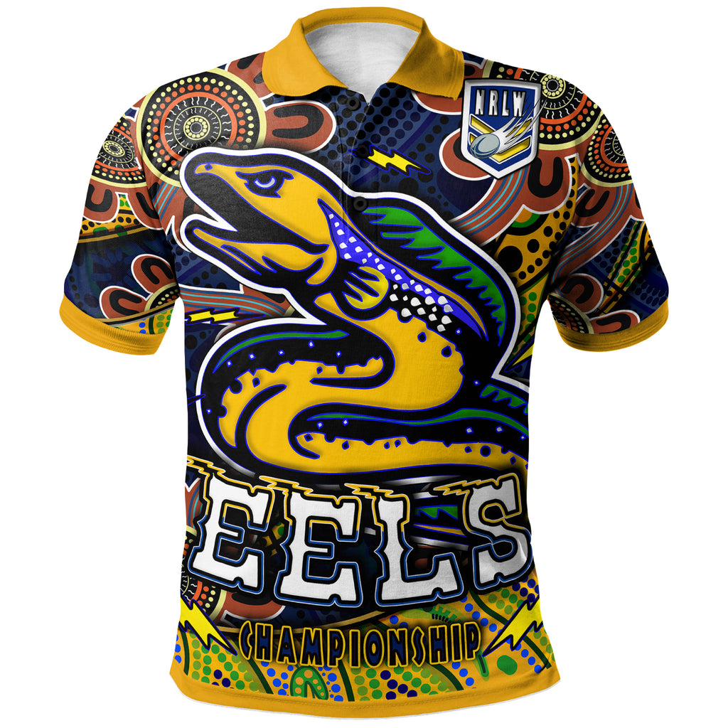 nrlw-eels-rugby-polo-shirt-custom-eels-womens-rugby-league-with-aboriginal-style-player-and-number-polo-shirt