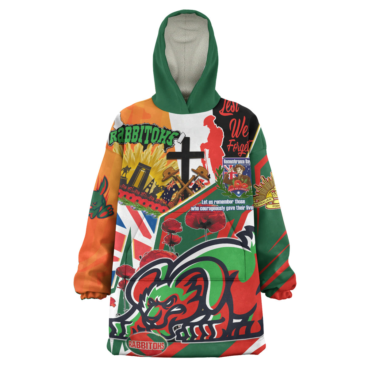 rabbitohs-rugby-snug-hoodie-custom-remembrance-rabbitohs-anzac-quote-with-poppy-and-rosemary-wearable-blanket-hoodie