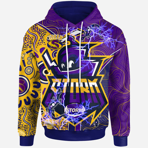 storm-rugby-aboriginal-hoodie-custom-melbourne-storm-mascot-with-aussie-lizards-and-rugby-ball-hoodie