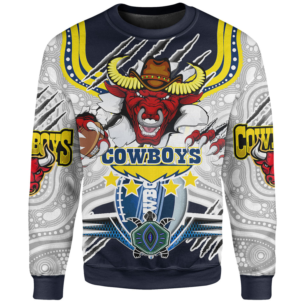cowboys-rugby-sweatshirt-custom-indigenous-queensland-super-cows-with-sea-turtle-scratch-style-sweatshirt
