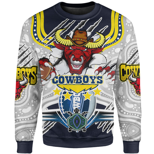 cowboys-rugby-sweatshirt-custom-indigenous-queensland-super-cows-with-sea-turtle-scratch-style-sweatshirt