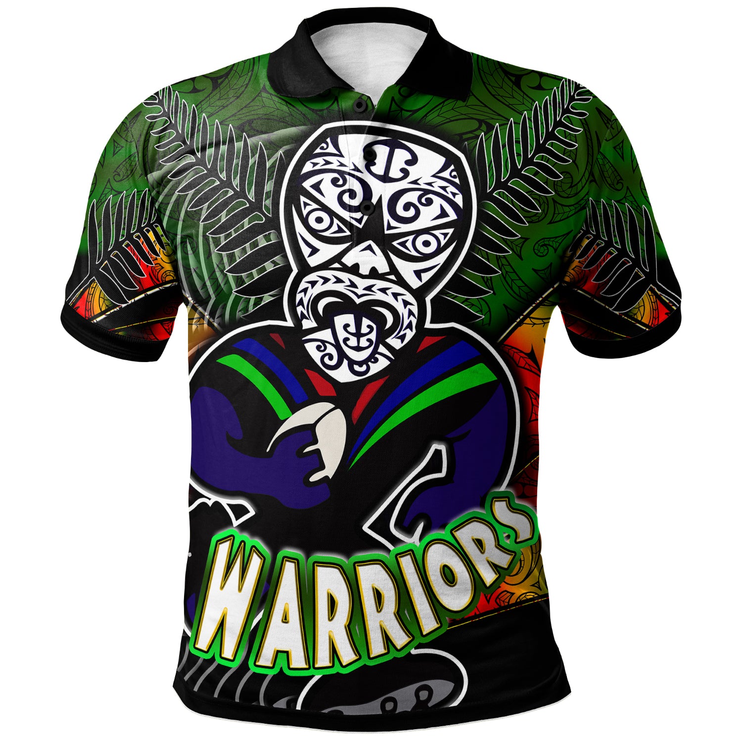 warriors-rugby-polo-shirt-custom-warrios-maori-mask-rugby-player-maori-style-ethnic-ornament-pattern-player-and-number-polo-shirt