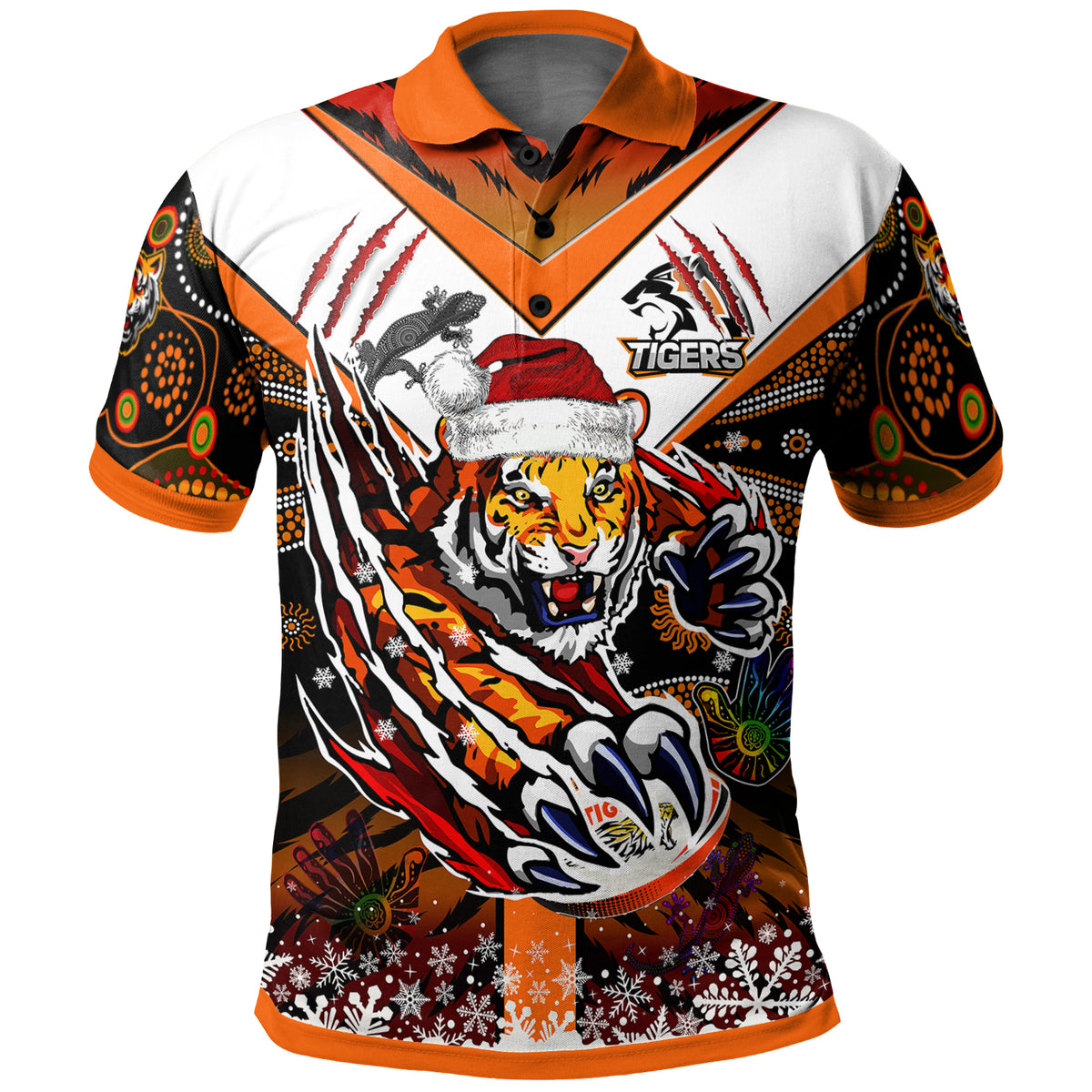 tigers-rugby-christmas-polo-shirt-custom-merry-tigers-christmas-indigenous-polo-shirt