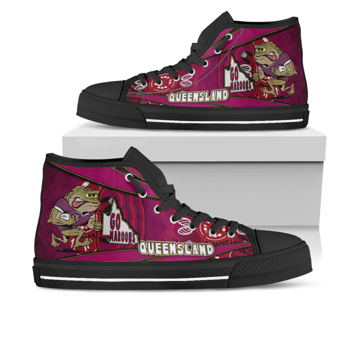 queensland-rugby-league-team-high-top-shoes-queensland-maroons-mascot-aboriginal-art-state-of-origin-high