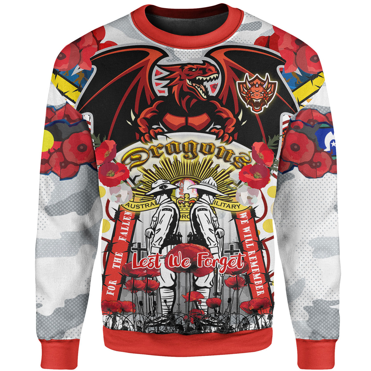 st-george-rugby-anzac-watercolour-sweatshirt-custom-remembrance-dragons-with-poppy-flower-sweatshirt
