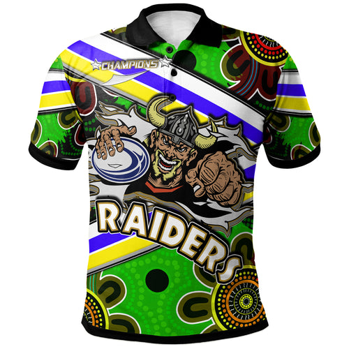raiders-rugby-polo-shirt-custom-raiders-with-rugby-ball-aboriginal-art-personalised-player-and-number-polo-shirt