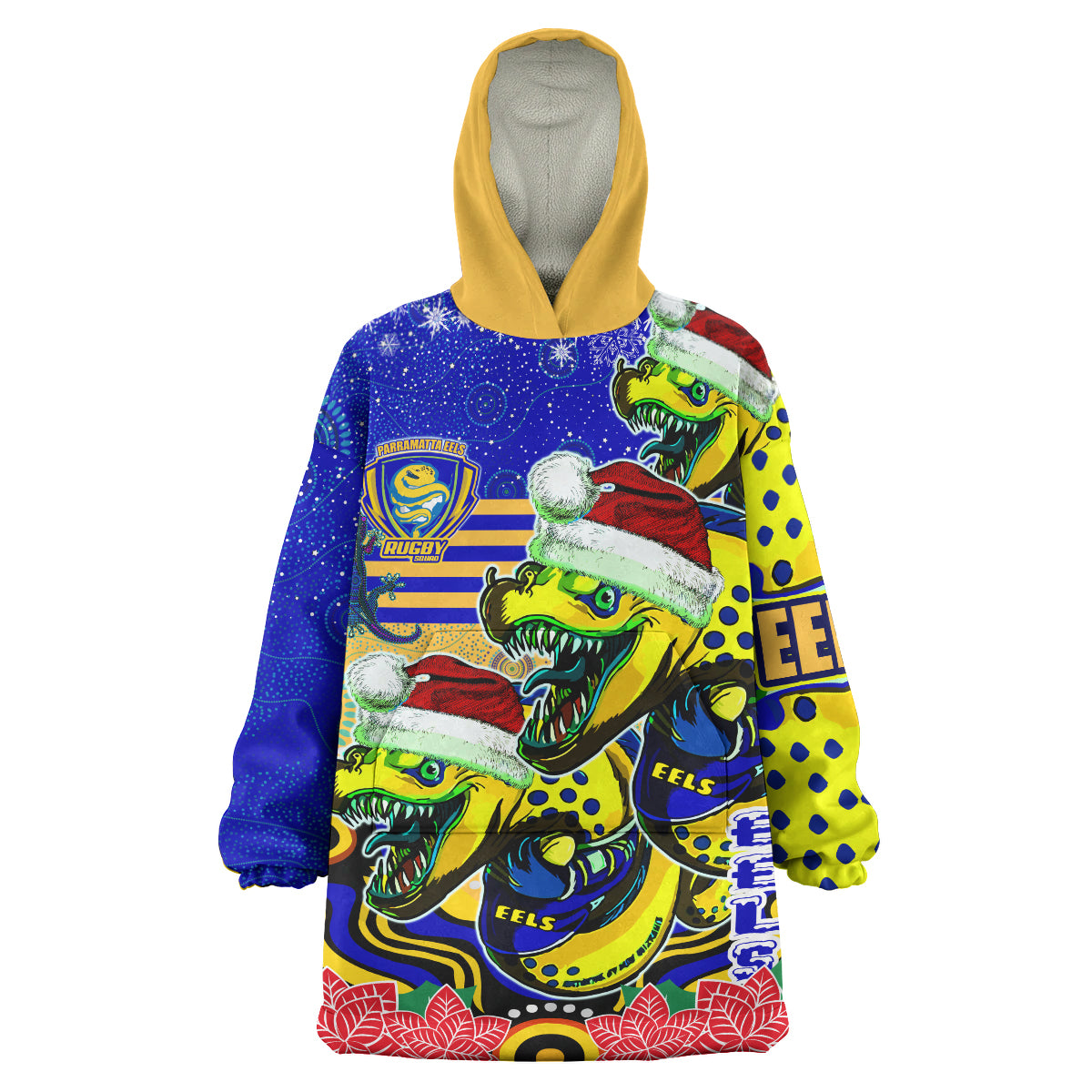 parramatta-eels-rugby-christmas-snug-hoodie-custom-christmas-super-eels-squad-indigenous-wearable-blanket-hoodie