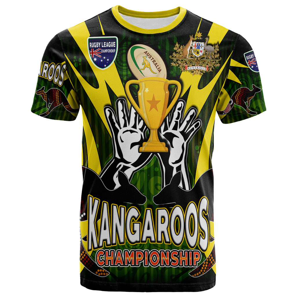 kangaroos-rugby-t-shirt-custom-kangaroo-rugby-league-coat-of-arms-aboriginal-culture-personalised-player-and-number-t-shirt