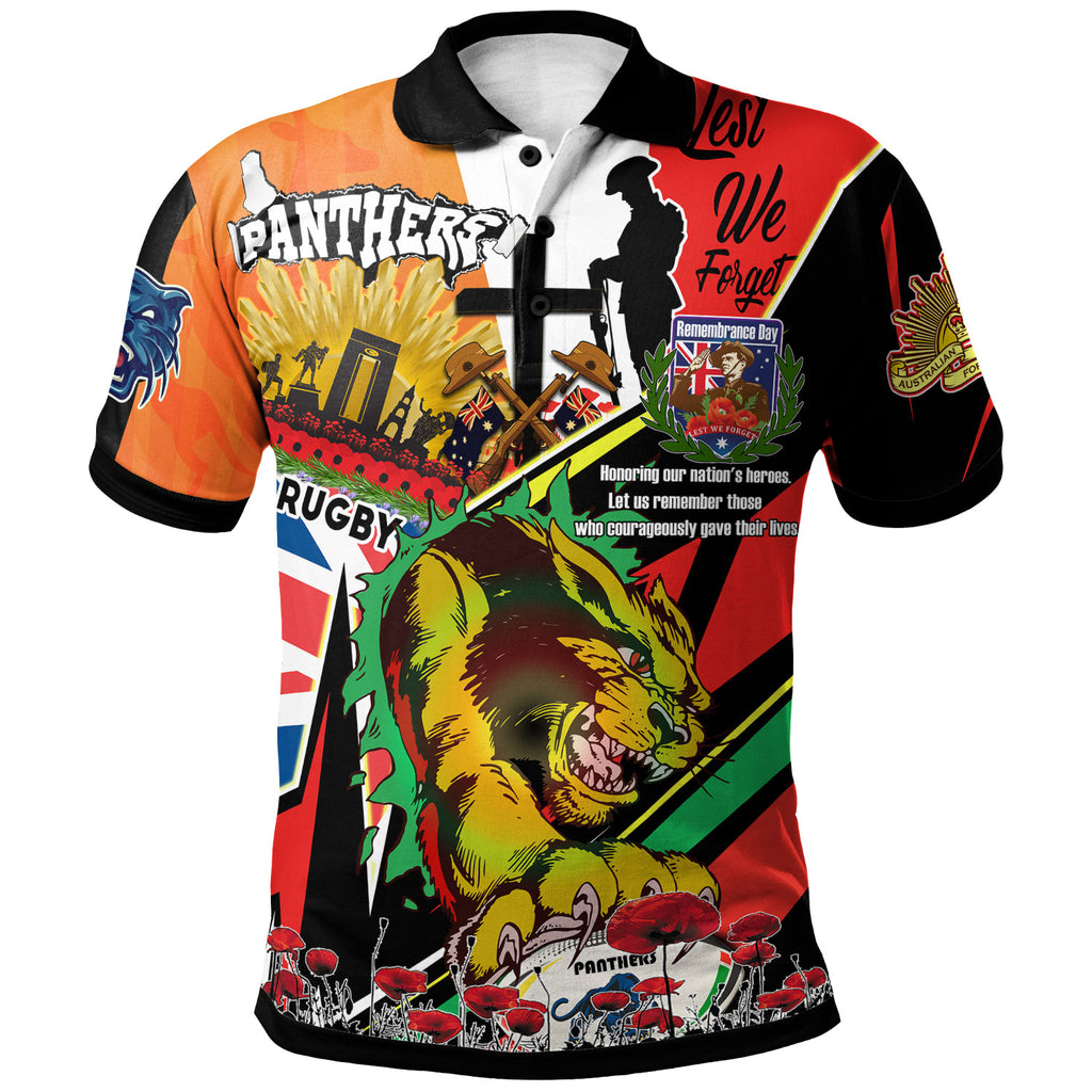 panthers-rugby-polo-shirt-custom-remembrance-panthers-anzac-quote-with-poppy-and-rosemary-polo-shirt