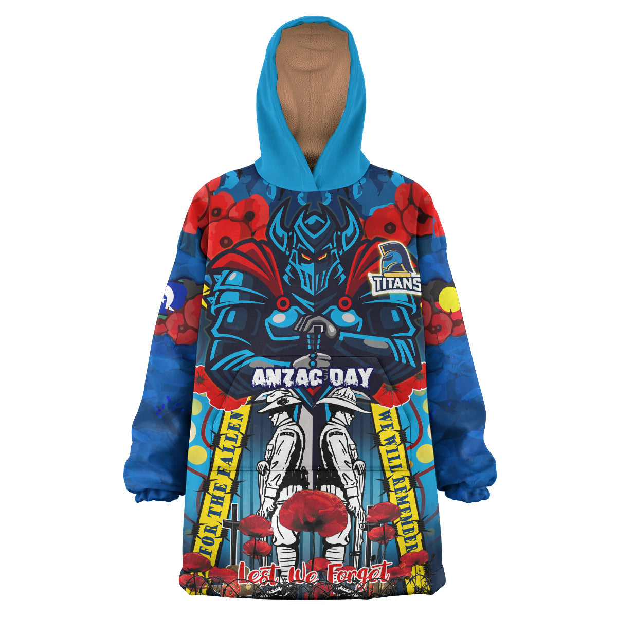 titans-aboriginal-rugby-anzac-watercolour-snug-hoodie-remembrance-indigenous-titans-with-poppy-flower-oodie-blanket