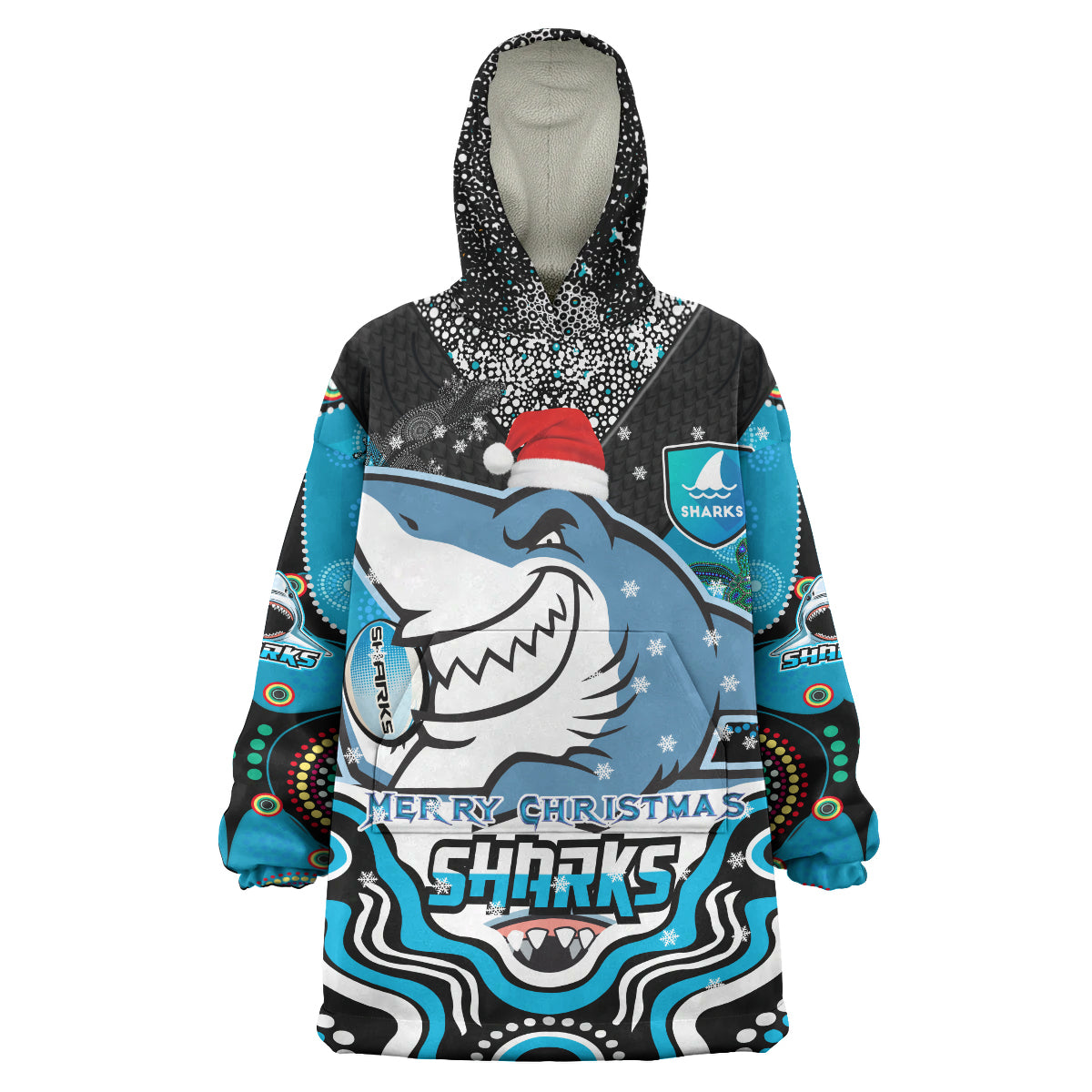 sharks-rugby-christmas-snug-hoodie-custom-christmas-super-sharks-indigenous-wearable-blanket-hoodie