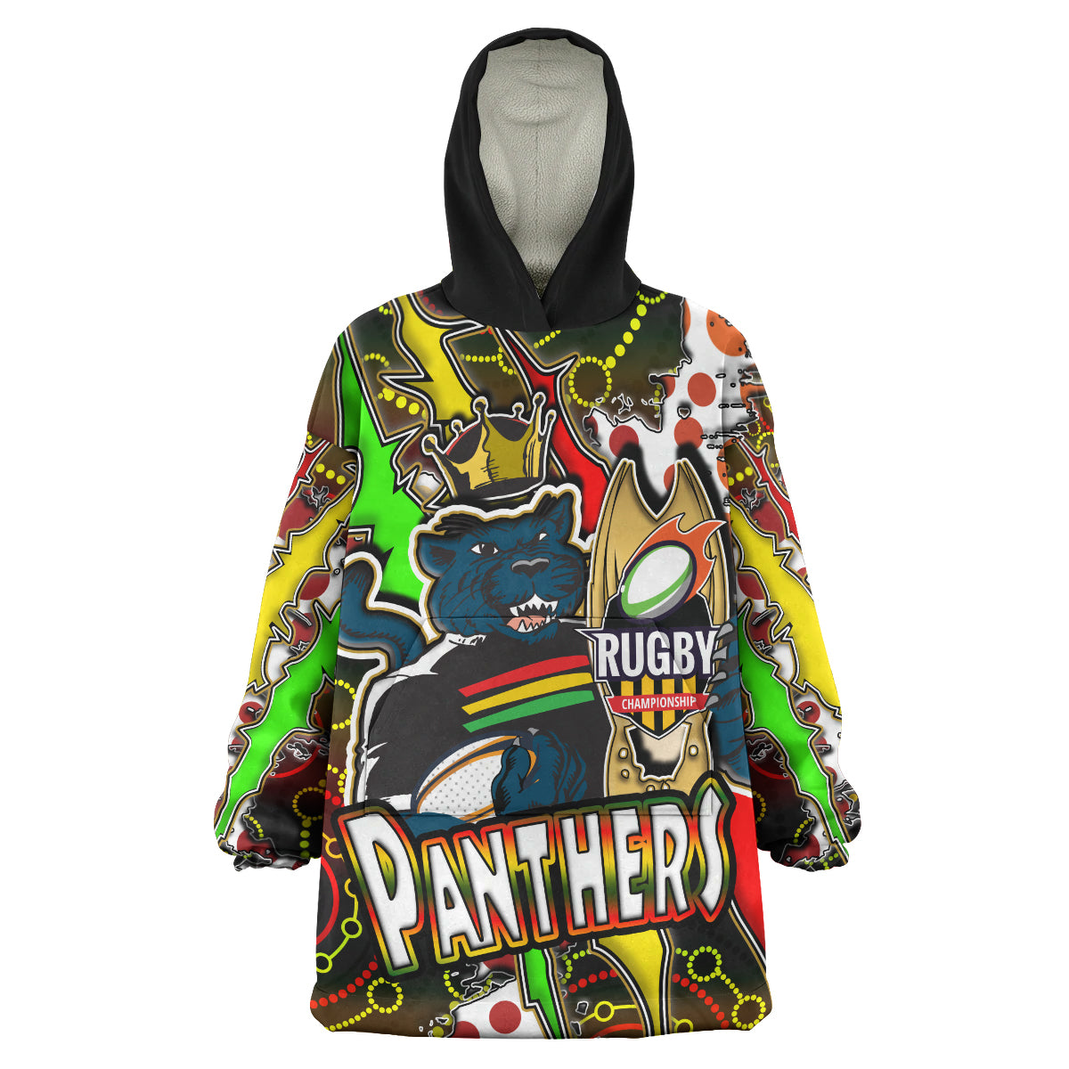 panthers-rugby-snug-hoodie-custom-panthers-rugby-nrl-grand-final-aboriginal-art-personalised-player-and-number-oodie-blanket