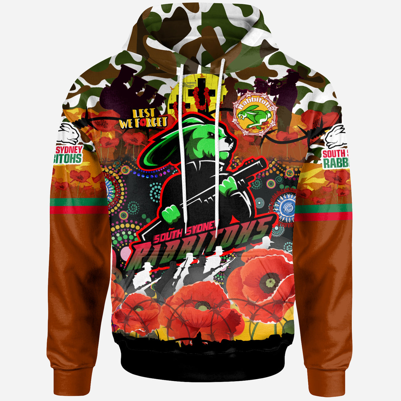 rabbitohs-rugby-custom-camouflage-anzac-poppy-hoodie-souths-anzac-lest-we-forget-spirit
