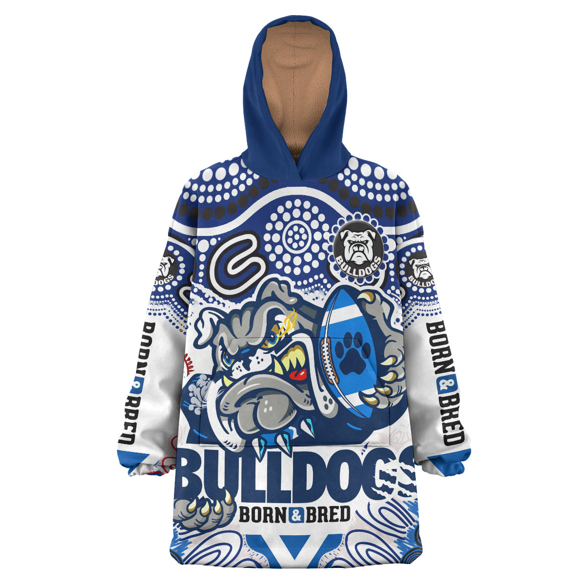 bulldogs-rugby-born-bred-snug-hoodie-indigenous-bulldogs-with-rugby-ball-and-aboriginal-patterns-oodie-blanket