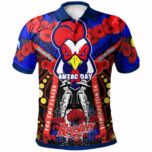 roosters-rugby-anzac-day-watercolour-polo-shirt-custom-remembrance-roosters-with-poppy-flower