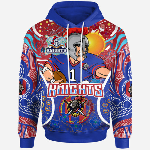 knights-rugby-hoodie-custom-indigenous-newcastle-knights-mascot-with-aboriginal-art-personalised-player-and-number-hoodie