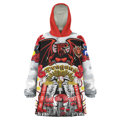st-george-rugby-anzac-watercolour-snug-hoodie-custom-remembrance-dragons-with-poppy-flower-oodie-blanket