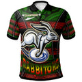 rabbitohs-rugby-polo-shirt-custom-rabbit-aboriginal-style-pattern-personalised-player-and-number-polo-shirt