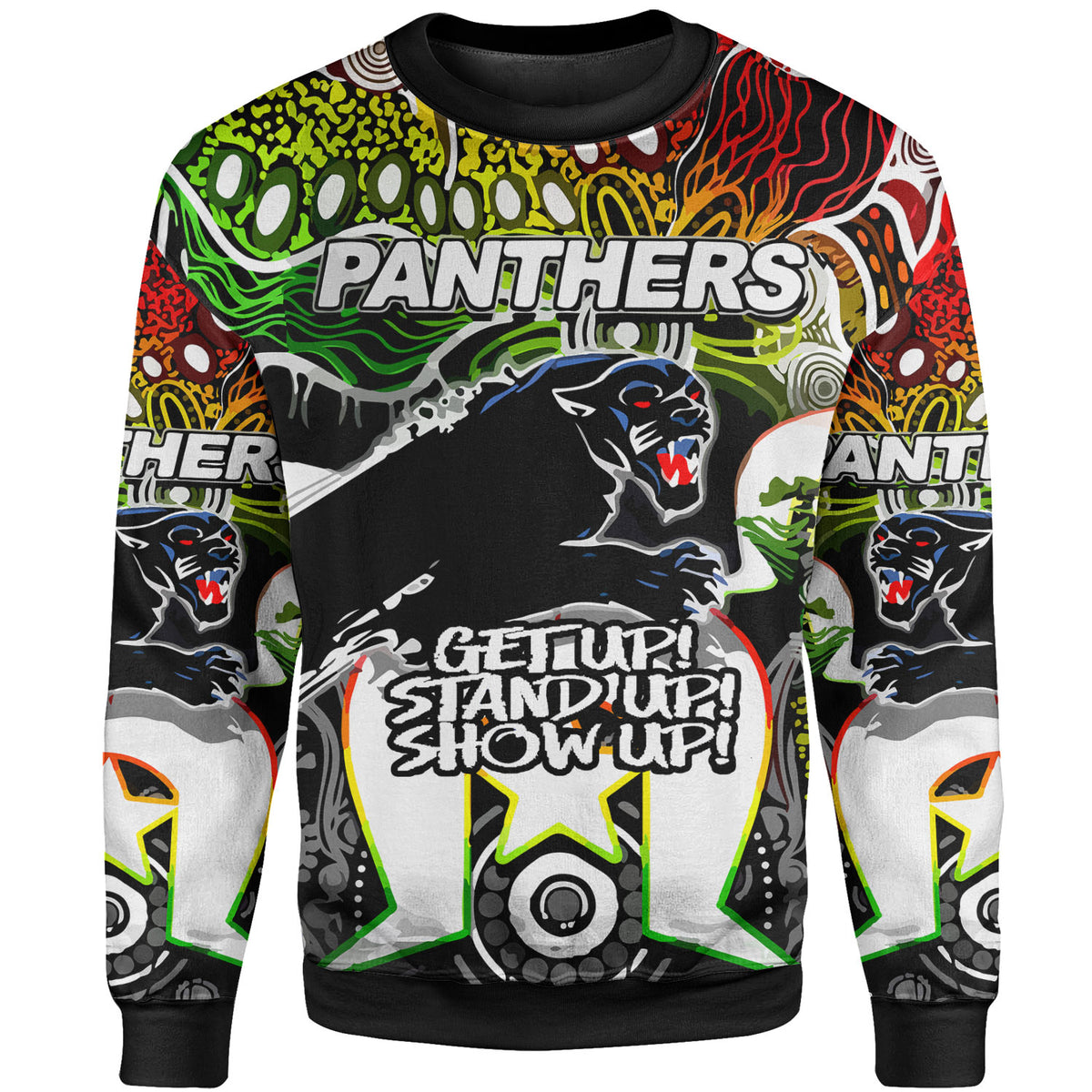 panthers-rugby-sweatshirt-custom-indigenous-panthers-get-up-stand-up-show-up-watercolour-sweatshirt