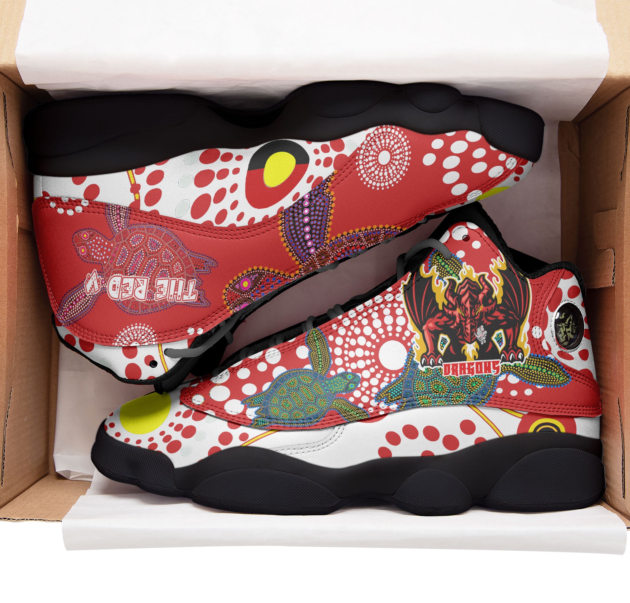 st-george-rugby-high-top-basketball-shoes-j13-custom-the-red-v-with-aboriginal-and-torres-strait-islander-culture-sneakers-j13