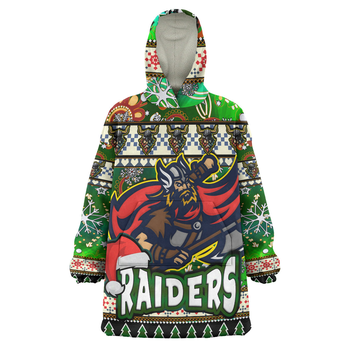 raider-rugby-christmas-snug-hoodie-custom-xmas-raider-christmas-balls-snowflake-with-aboriginal-patterns-wearable-blanket-hoodie