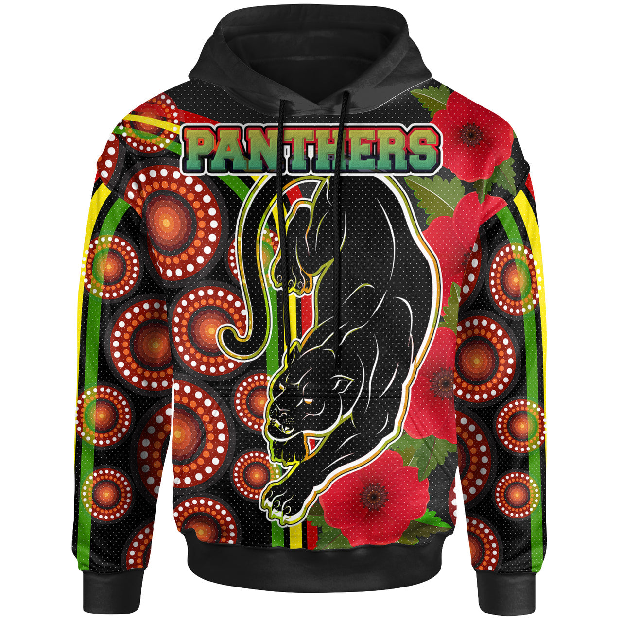 panthers-rugby-hoodie-aboriginal-panthers-anzac-day-panther-with-poppy-flower-hoodie-1