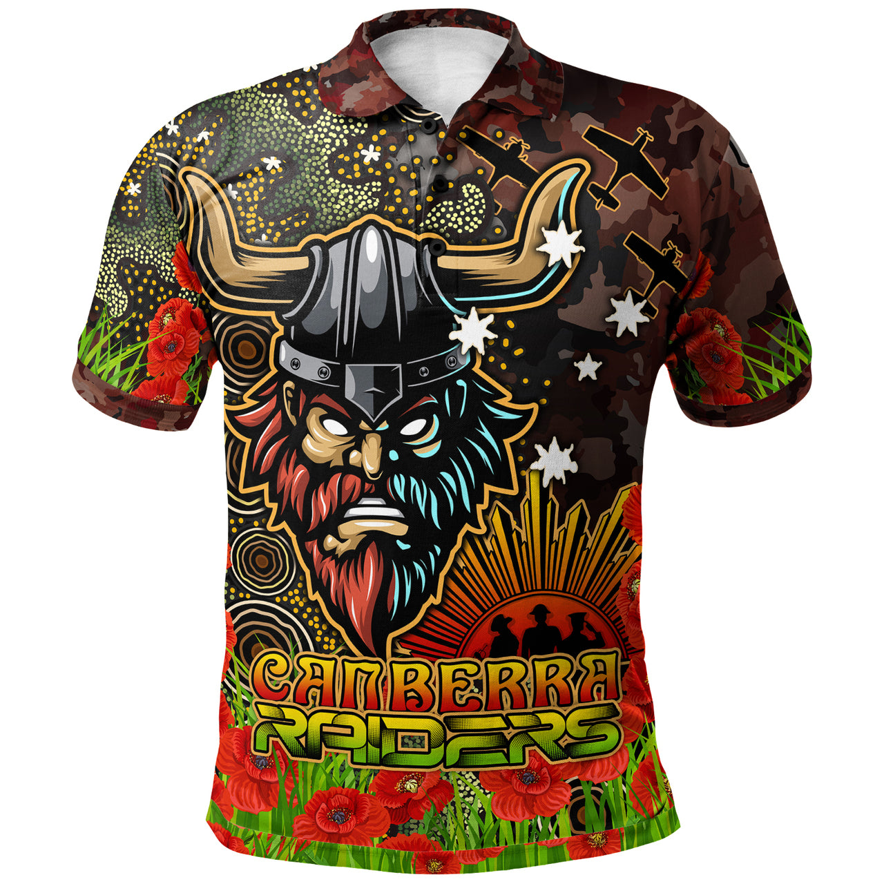 raiders-rugby-polo-shirt-custom-anzac-raiders-with-remembrance-poppy-and-indigenous-patterns-polo-shirt-1