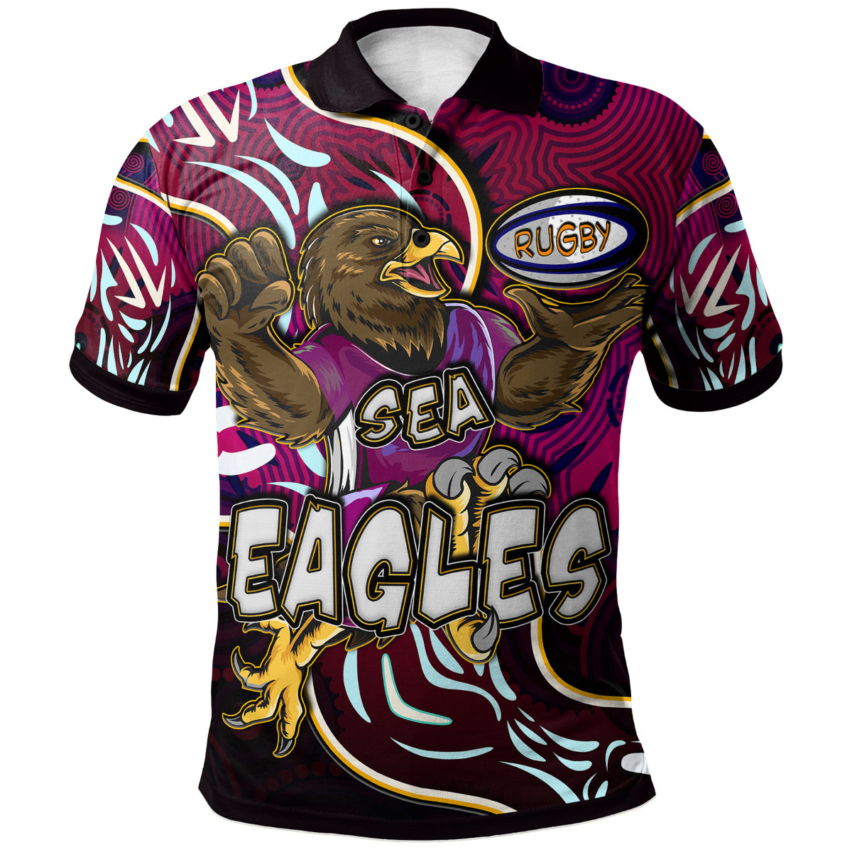 sea-eagles-rugby-polo-shirt-custom-eagles-rugby-with-aboriginal-patterns-personalised-player-and-number-polo-shirt