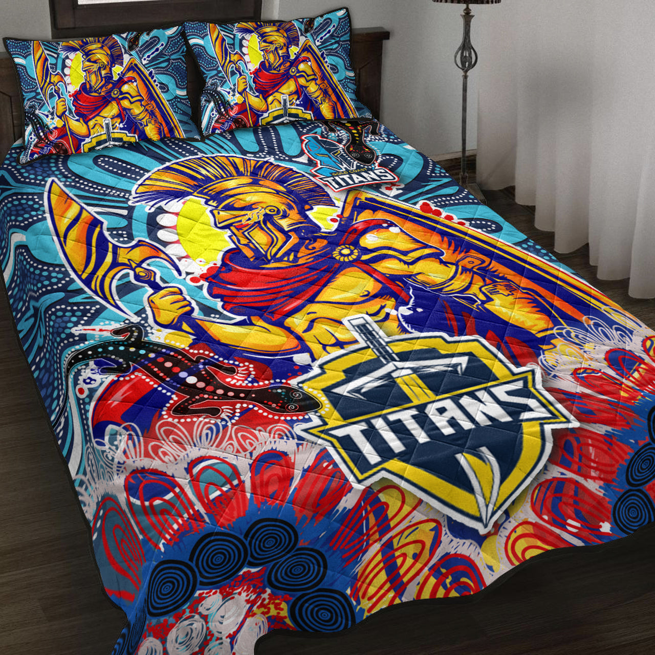 titans-aboriginal-custom-rugby-quilt-bed-set-the-indigenous-titans-warriors-with-aboriginal-lizard-and-sun