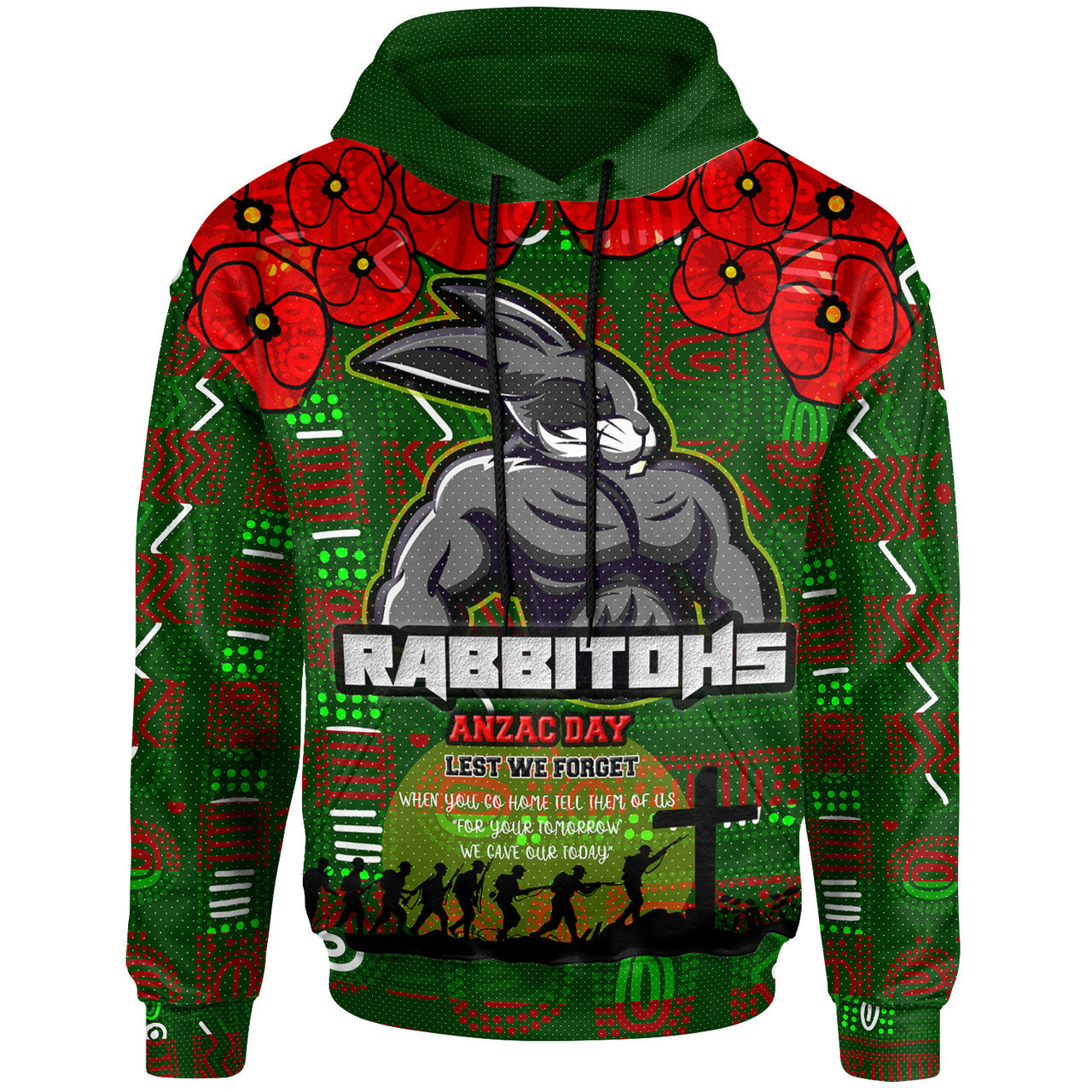 rabbitohs-rugby-hoodie-aboriginal-rabbitohs-anzac-lest-we-forget-with-poppy-flower-hoodie-1