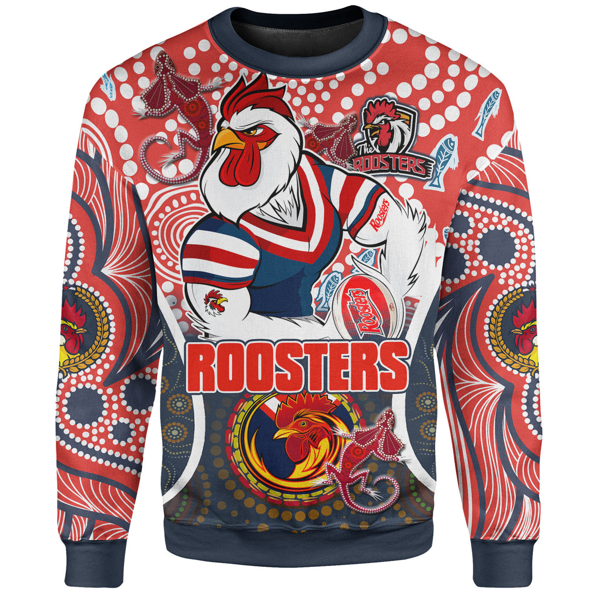 roosters-rugby-sweatshirt-custom-mighty-roosters-with-aboriginal-art-personalised-player-and-number-sweatshirt