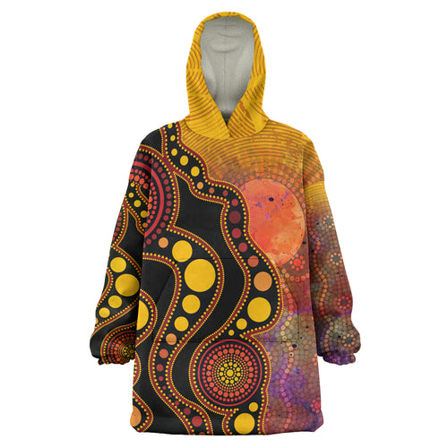 australia-aboriginal-inspired-wearable-blanket-hoodie-australia-indigenous-flag-circle-dot-painting-art-wearable-blanket-hoodie-golden